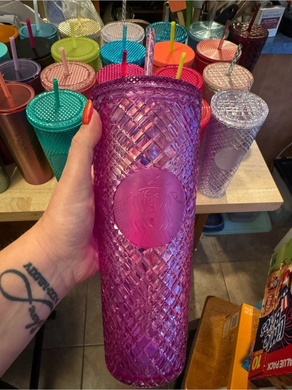 Starbucks Pink/Purple Textured Studded Tumbler with Straw